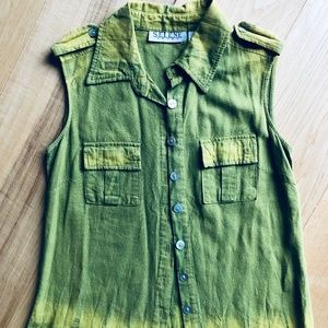 Vintage Selene Sport linen blend ombré dyed tank